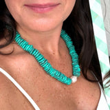Pebble Beach Beaded Necklace - Green Turquoise