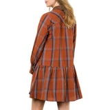 Plaid Contrast Leather Button Dress