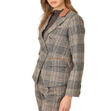 Plaid Double Breasted Blazer