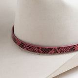 Python Print Leather Hat Band - Pink