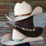 Python Print Leather Hat Band - Light Brown