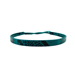 Dark Turquoise hat band with black snakeskin pattern on a white background
