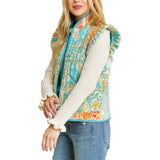 Quilted Print Ruffle Armhole Vest