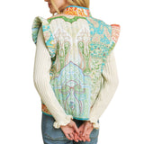 Quilted Print Ruffle Armhole Vest