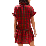 Red Checkered Plaid Christmas Holiday Mini Dress