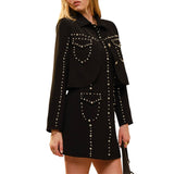 Round Neck Long Sleeve Studded Detailed Jacket