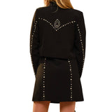 Round Neck Long Sleeve Studded Detailed Jacket