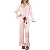 Ruffle PJ Set With Velvet Tie - Pink Stripe