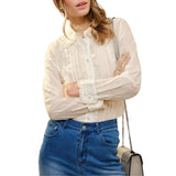 Ruffle Pleated Pearl Button Blouse