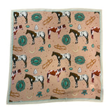 Western Horses and Turquoise Stone Silk Scarf