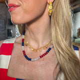 Stars & Stripes Stone Beaded Knotted Necklace