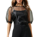 Sabrina Organza Bow Puff Sleeve Top