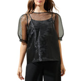 Sabrina Organza Bow Puff Sleeve Top