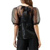 Sabrina Organza Bow Puff Sleeve Top