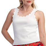 Scallop Wave Shape Scoop Neck Sleeveless Everyday Knit