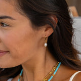 Sea Breeze Pearl Huggie Earrings