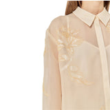 Sheer Beaded Long Sleeve Shirt