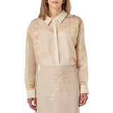 Sheer Beaded Long Sleeve Shirt