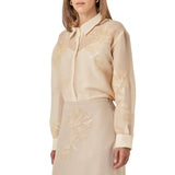 Sheer Beaded Long Sleeve Shirt