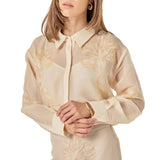 Sheer Beaded Long Sleeve Shirt