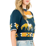 Short Sleeve Horse Detail Top