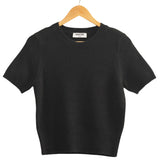 Short Sleeve Knitted Top - Black