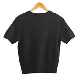 Short Sleeve Knitted Top - Black