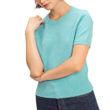 Short Sleeve Knitted Top - Sky Blue