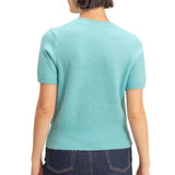 Short Sleeve Knitted Top - Sky Blue