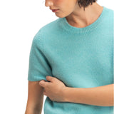 Short Sleeve Knitted Top - Sky Blue