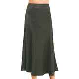 Silky Block Detailed Midi Skirt - Black