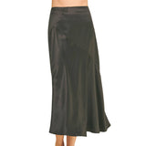 Silky Block Detailed Midi Skirt - Black