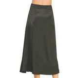Silky Block Detailed Midi Skirt - Black