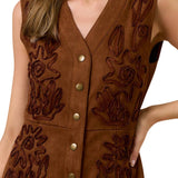 Sleeveless Button-Down Suede Dress