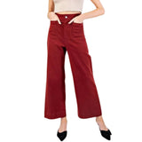Soft Washed Wide Leg Pants - Maroon
