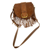 Soleil Suede Fringe Bag - Cognac
