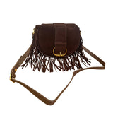 Soleil Suede Fringe Bag - Dark Brown