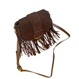 Soleil Suede Fringe Bag - Dark Brown