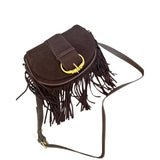 Soleil Suede Fringe Bag - Dark Brown