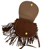 Soleil Suede Fringe Bag - Dark Brown