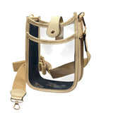Solid Faux Leather Transparent Crossbody Bag - Gold