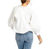Solid Poplin 3/4 Slv Bubble Top - White