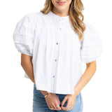 Solid Poplin Pleat Sleeve Top
