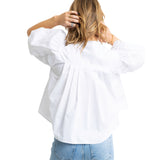 Solid Poplin Pleat Sleeve Top