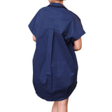 Solid Poplin V-Neck Signature Collar Dress