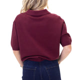 Solid V-Neck Collar Sweater - Burgundy