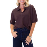 Solid V-Neck Collar Sweater - Chocolate