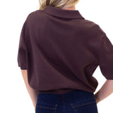 Solid V-Neck Collar Sweater - Chocolate