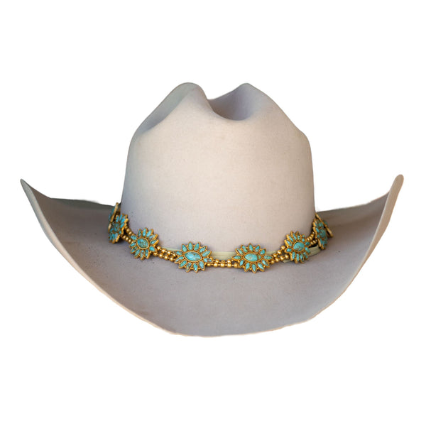 Squash Blossom Hat Band - Turquoise – Christina Greene display picture 1