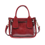 Stacey Clear Satchel w/ Inner Bag - Dark Red
